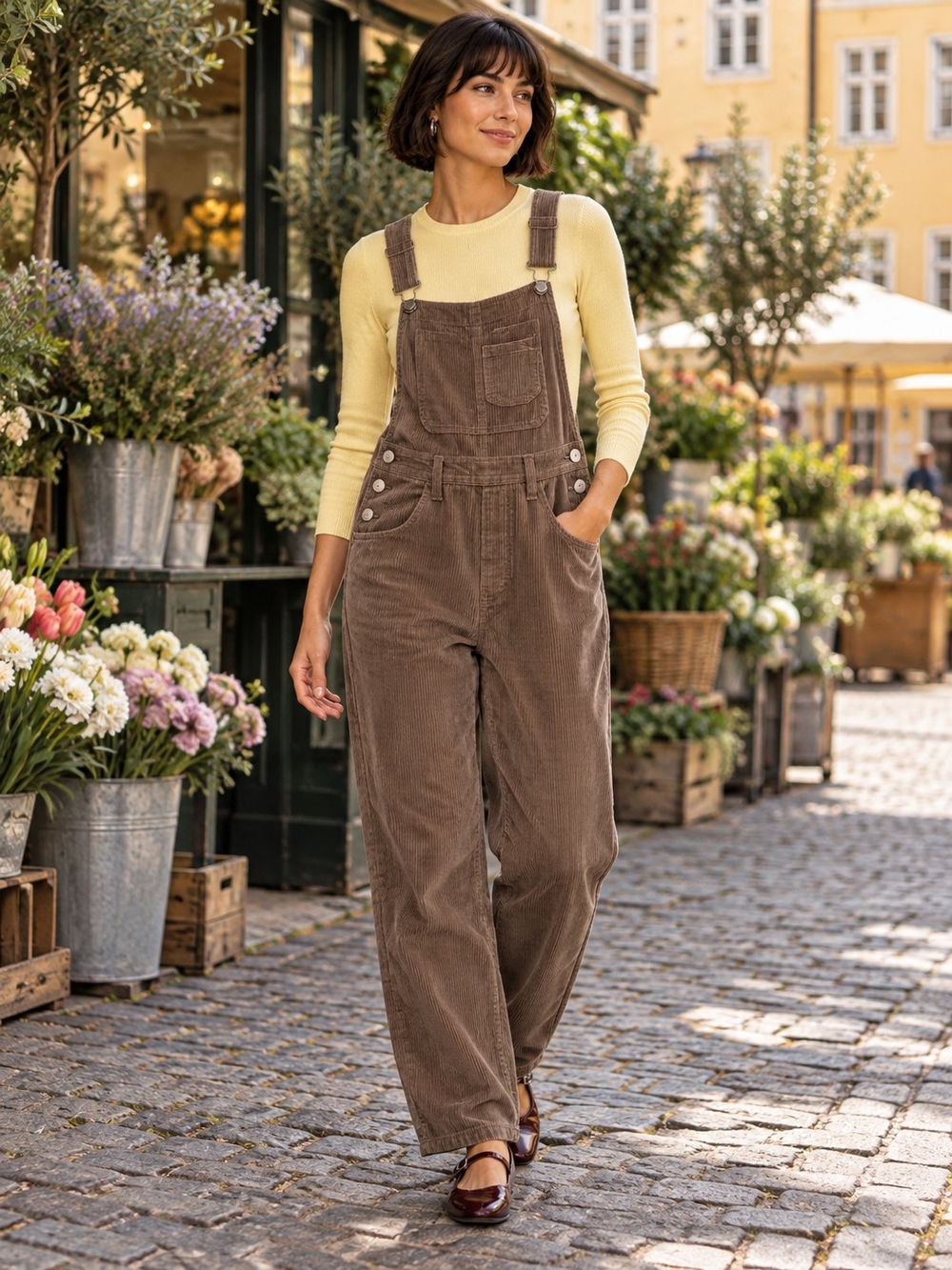 Free People We The Free Ziggy Cord Overalls Brown Corduroy Size S